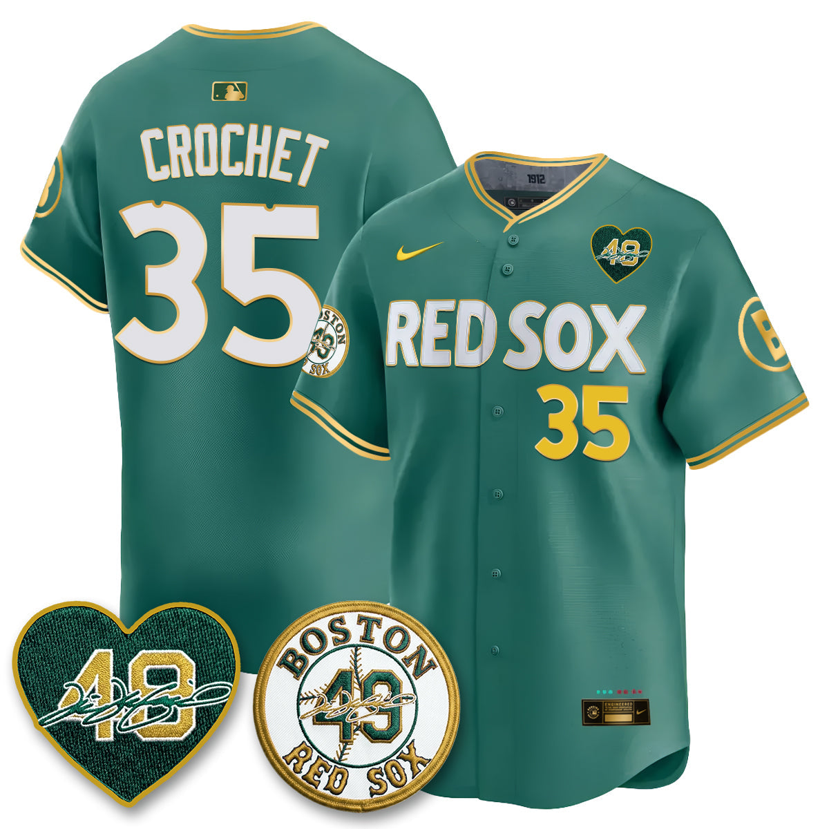 BOS Tim Wakefield Memorial Patch Vaper Premier Limited Gold Edition Jersey - All Stitched