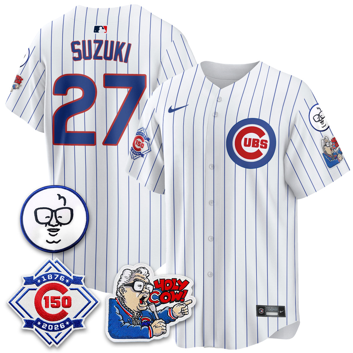 CHC 150th Anniversary Harry Caray Holy Cow Limited Navy Jersey - Stitched V2