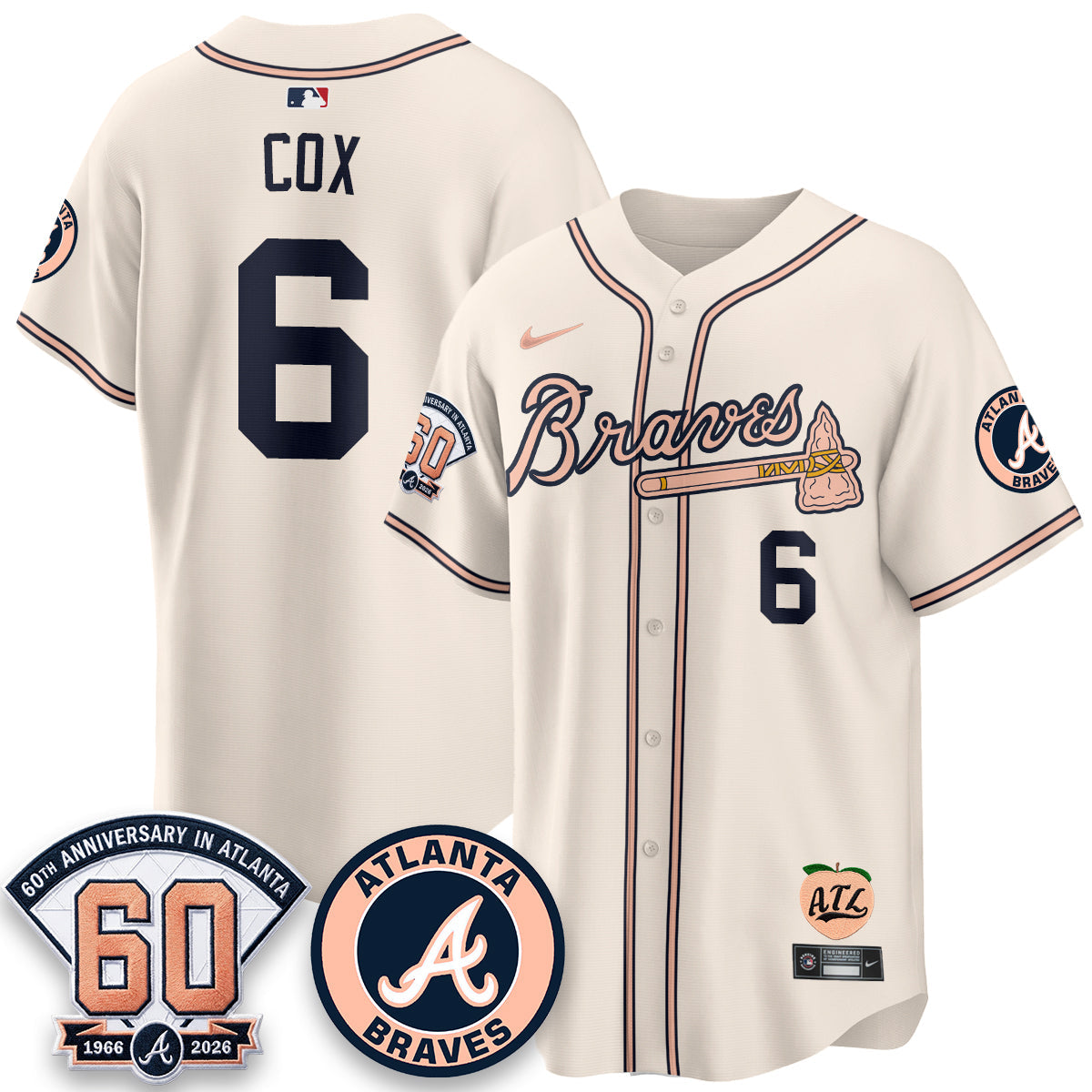 ATL 60th Anniversary Peach Edition Vapor Premier Limited Jersey - All Stitched