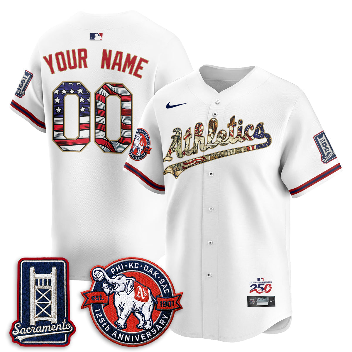 OAK  2026 Independence Day USA Vapor Custom Jersey - Stitched