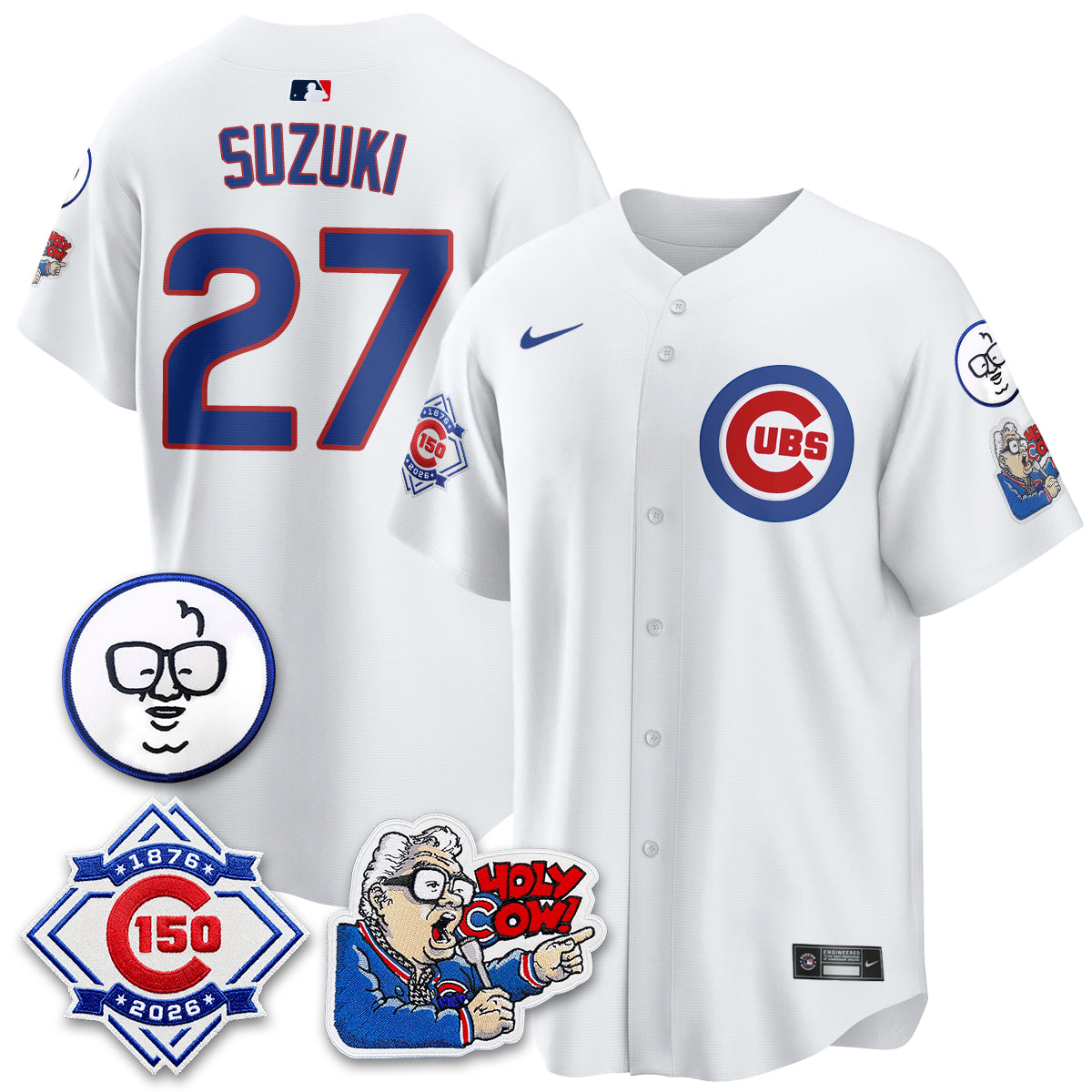 CHC 150th Anniversary Harry Caray Holy Cow Limited Navy Jersey - Stitched V2