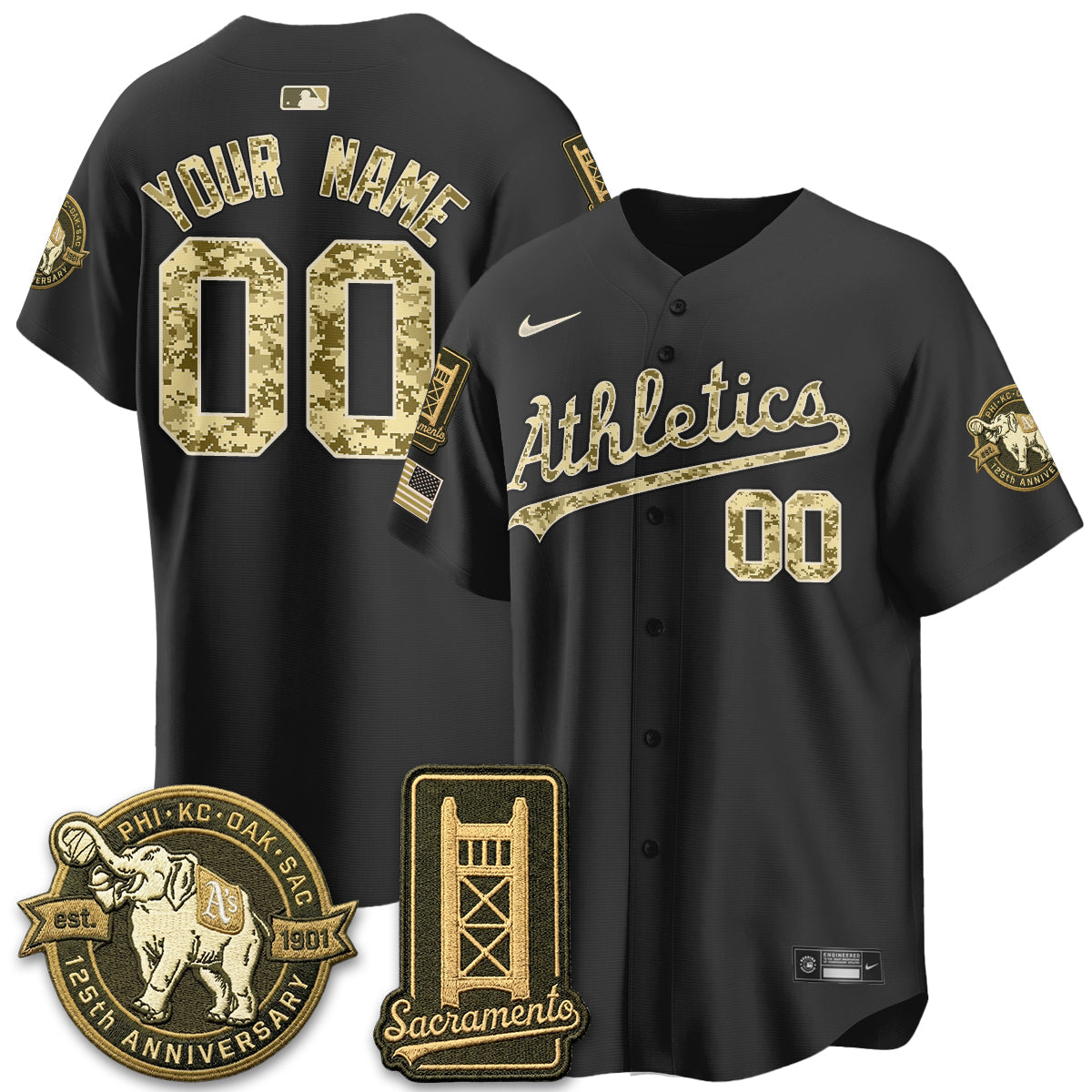 OAK Military Appreciation Game Day Custom Jersey - Stitched