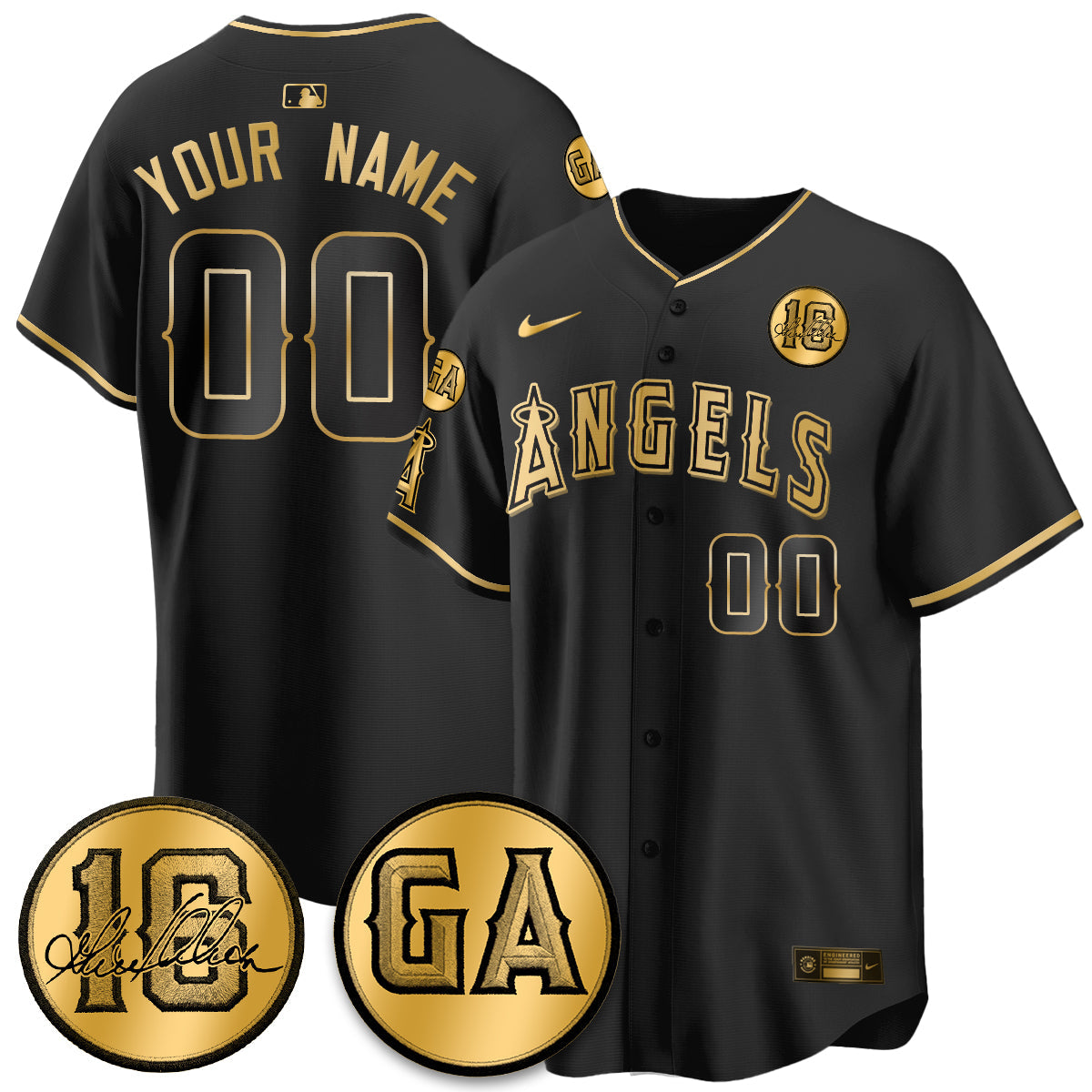 LAA Garret Anderson Tribute Patch Vapor Custom Jersey - All Stitched V2