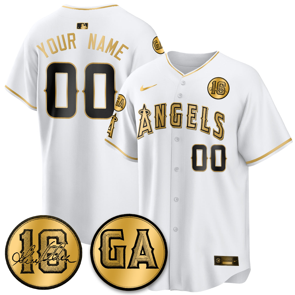 LAA Garret Anderson Tribute Patch Vapor Custom Jersey - All Stitched V2