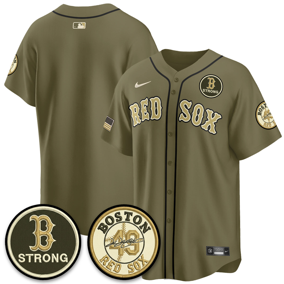 BOS New Era Olive 2026 Armed Forces Day Jersey - Stitched