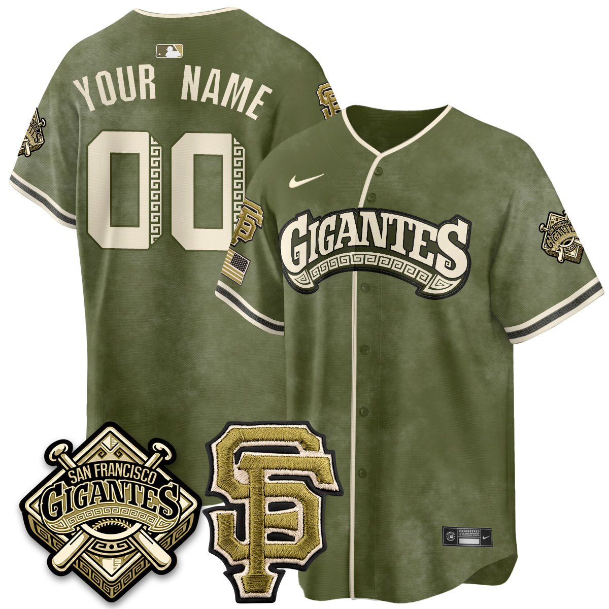 SF New Era Olive 2026 Armed Forces Day Custom Jersey - Stitched