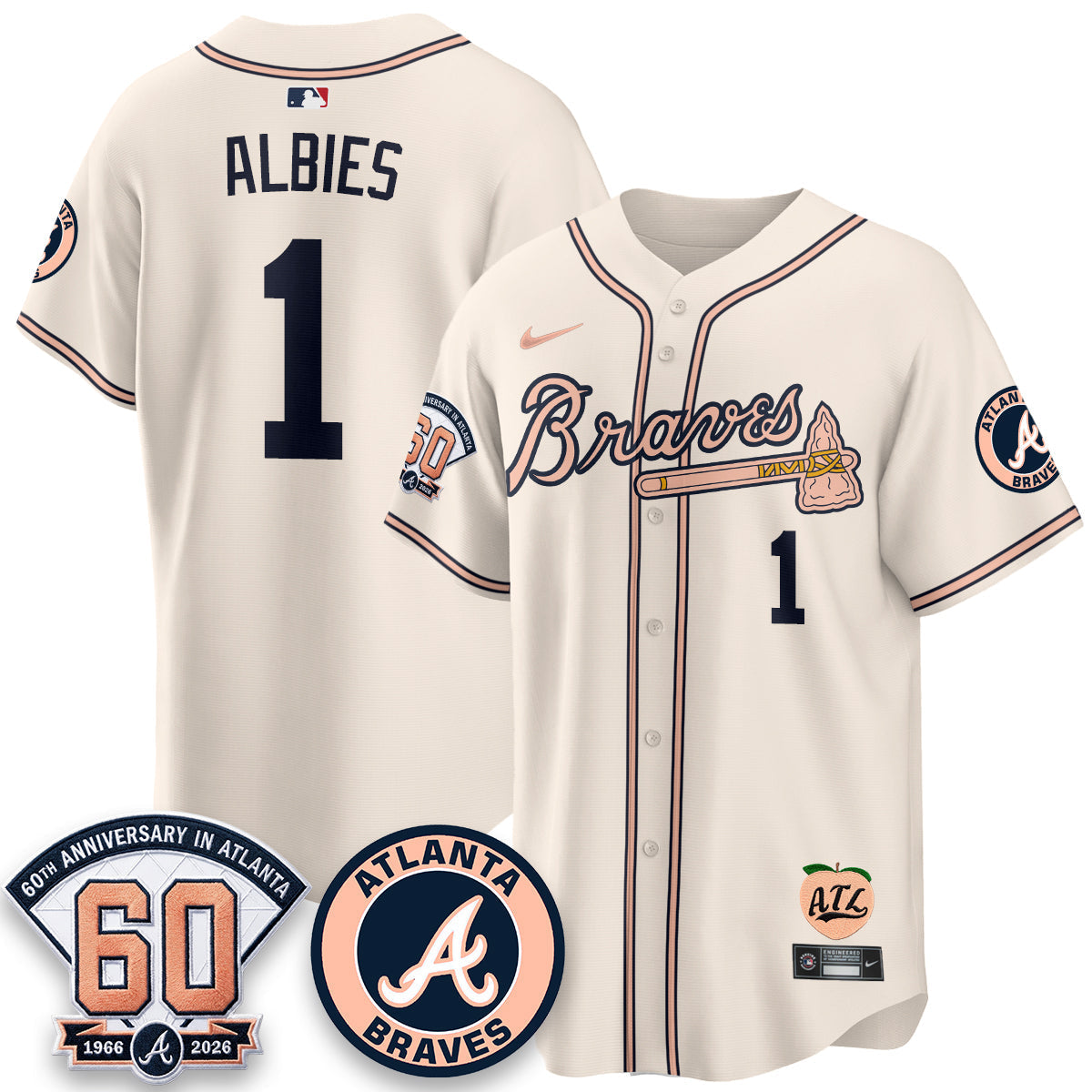ATL 60th Anniversary Peach Edition Vapor Premier Limited Jersey - Stitched (28)