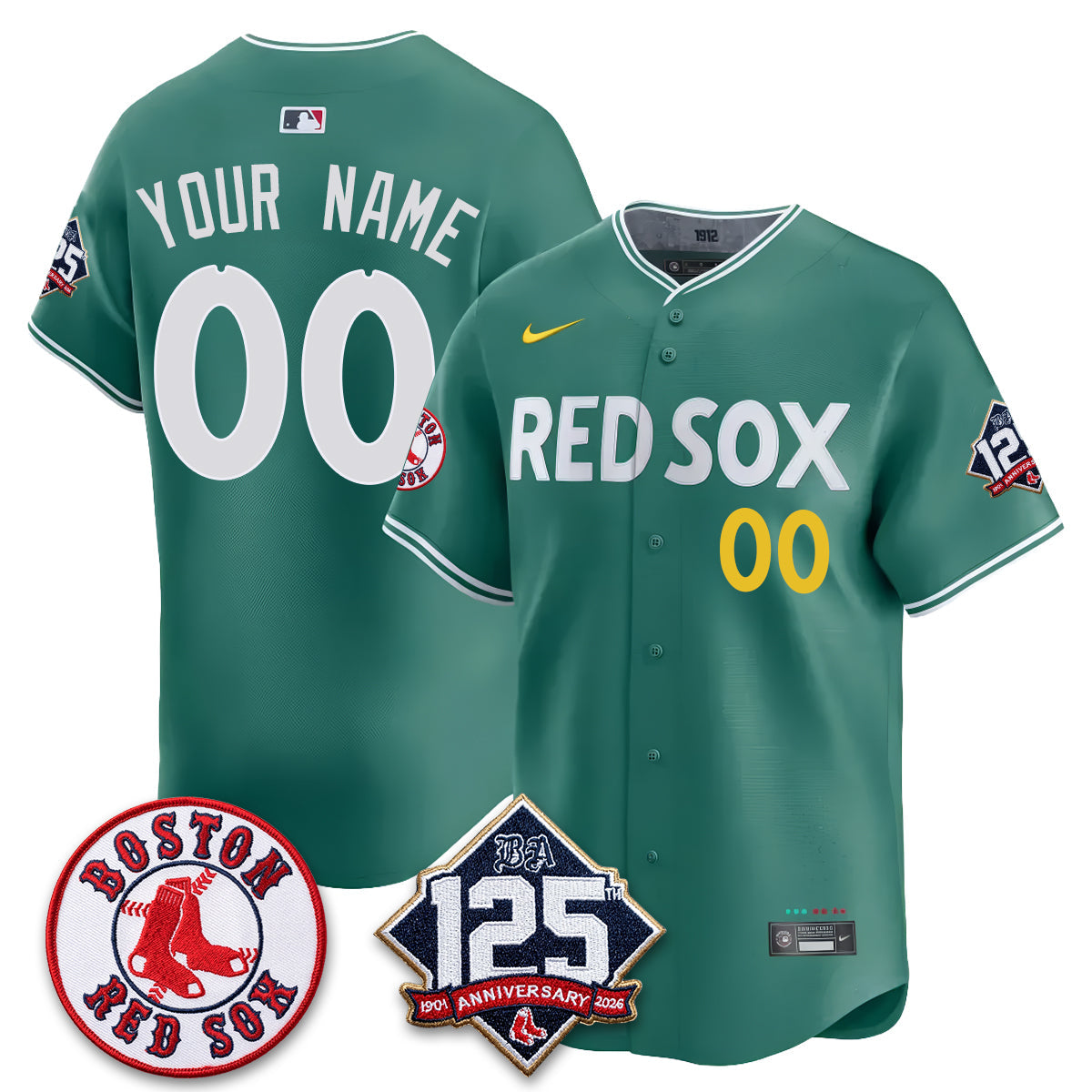 BOS 125th Anniversary Patch Vapor Custom Jersey - Stitched