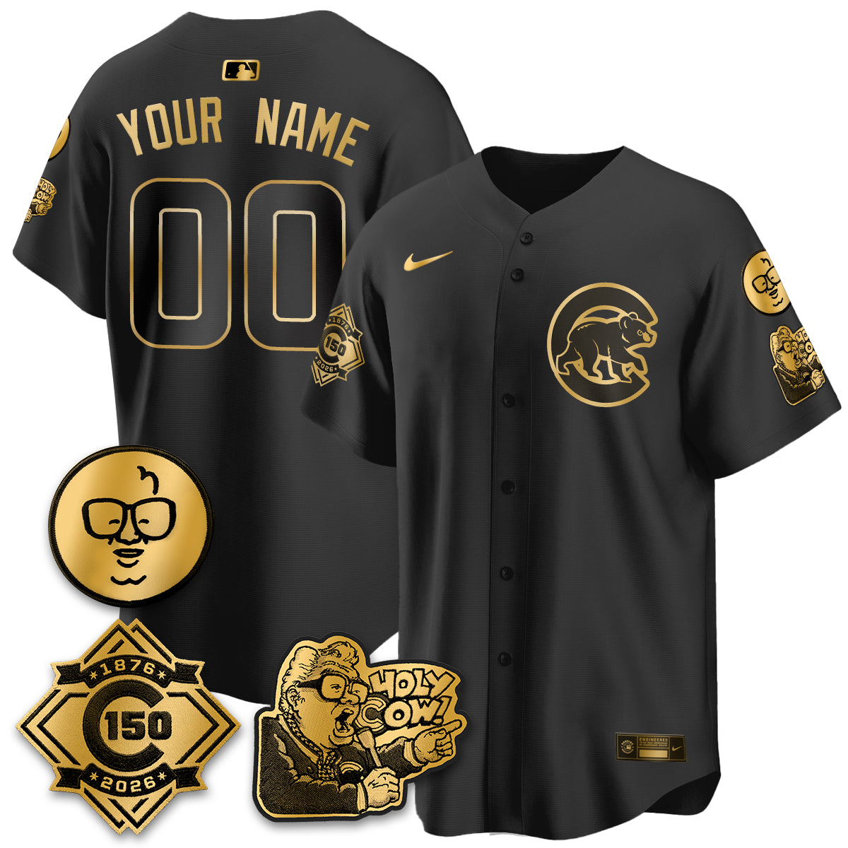 CHC 150th Anniversary Harry Caray Holy Cow Vapor Premier Limited Custom Jersey - Stitched V3