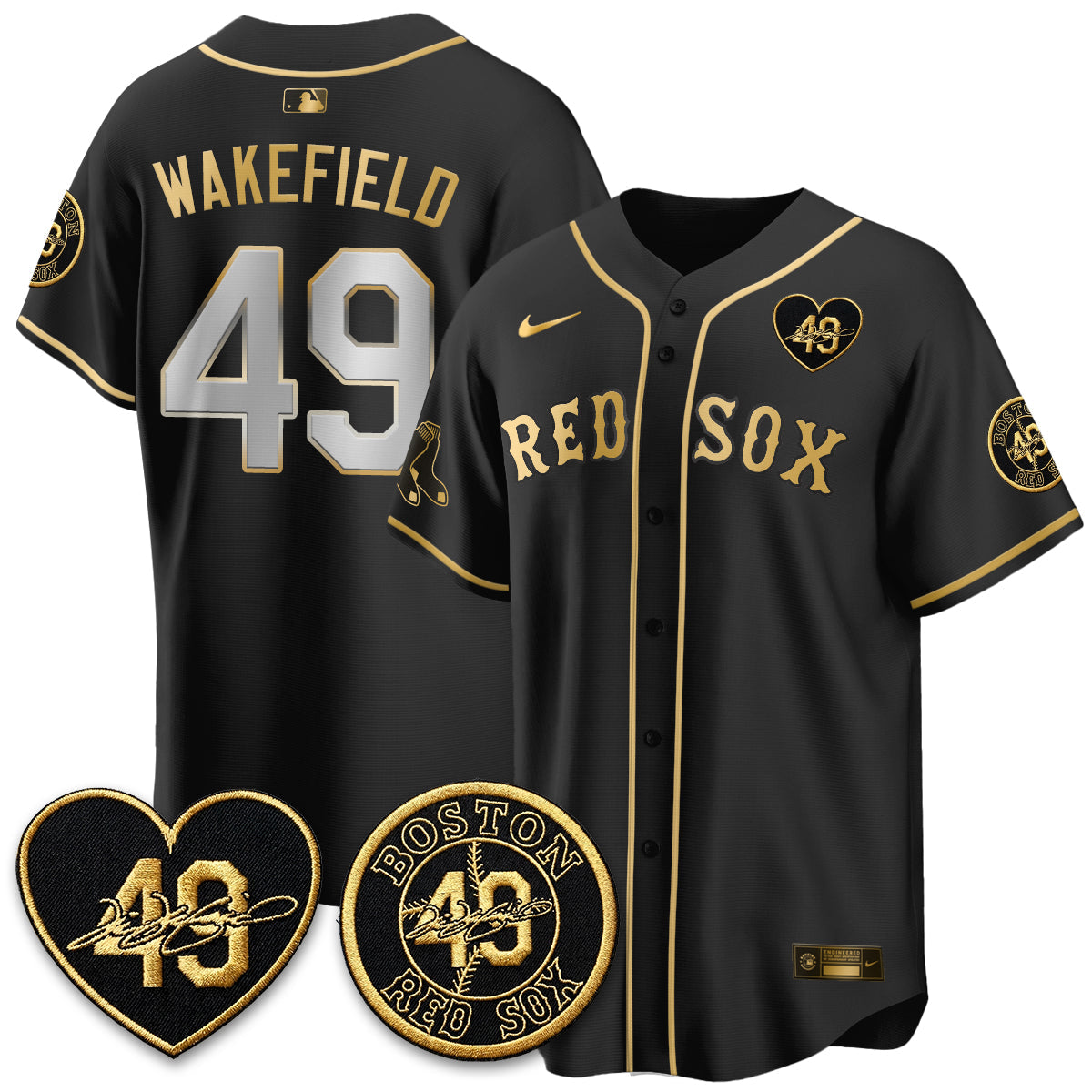 BOS Tim Wakefield Memorial Patch Vaper Premier Limited Jersey - All Stitched