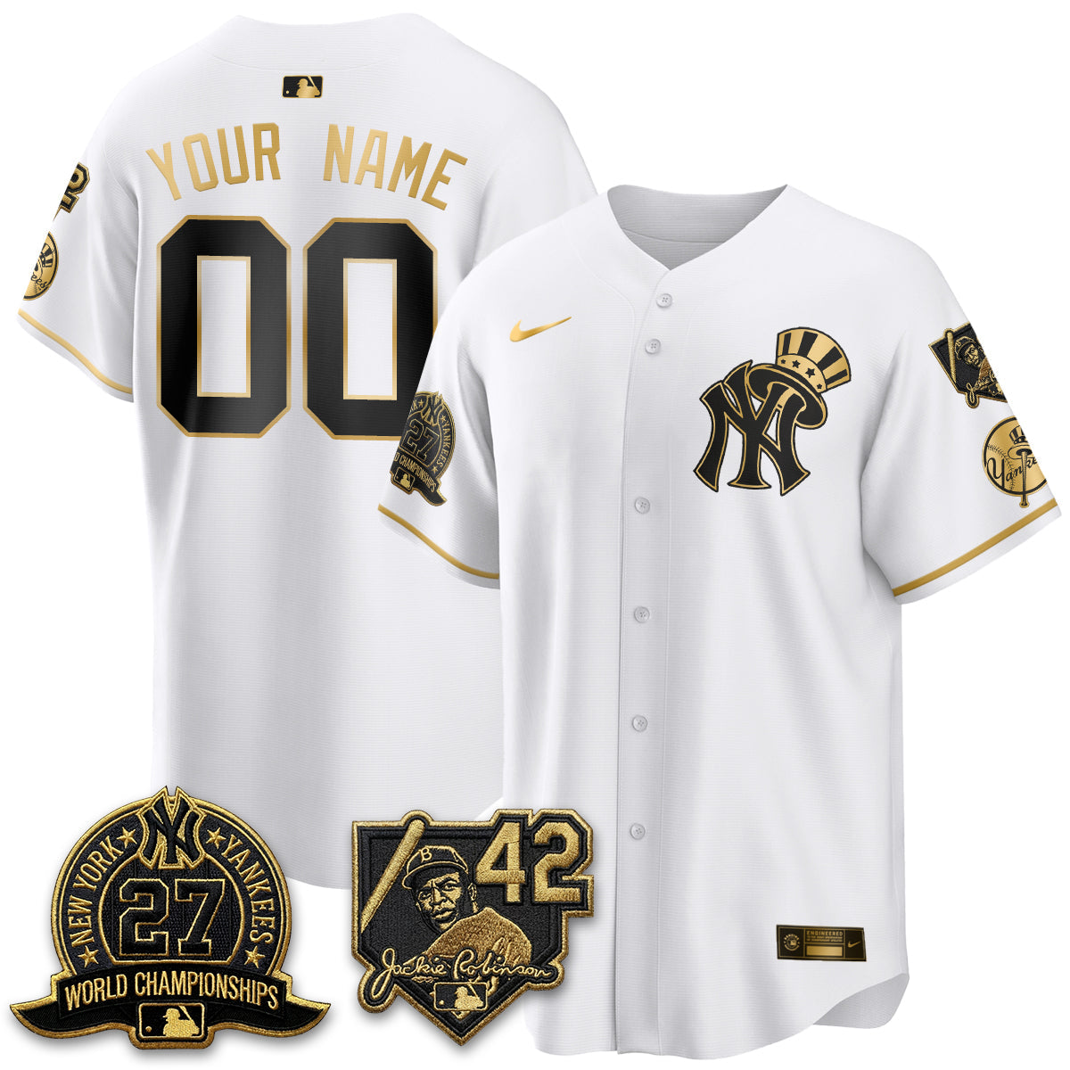 NYY 2026 Jackie Robinson Day Vapor Limited Gold Edition Custom Jersey - All Stitched - V2