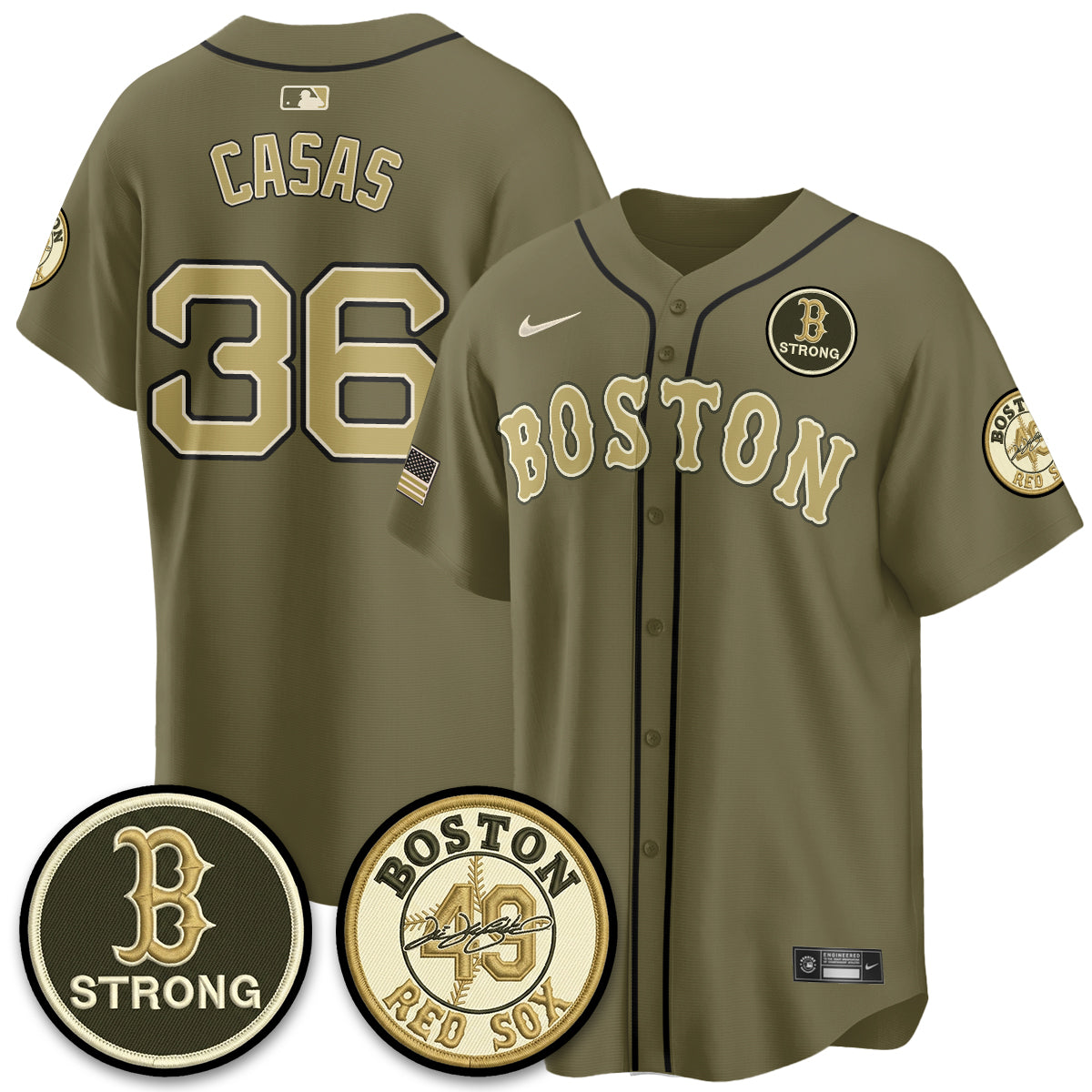 BOS New Era Olive 2026 Armed Forces Day Jersey - Stitched