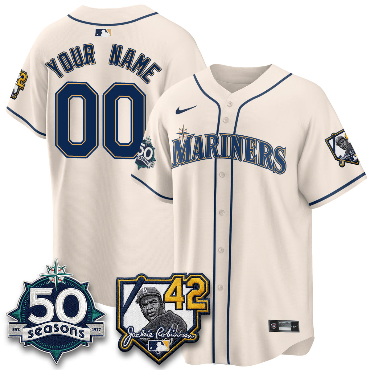 SEA 2026 Jackie Robinson New Era Vapor Custom Limited Jersey - All Stitched