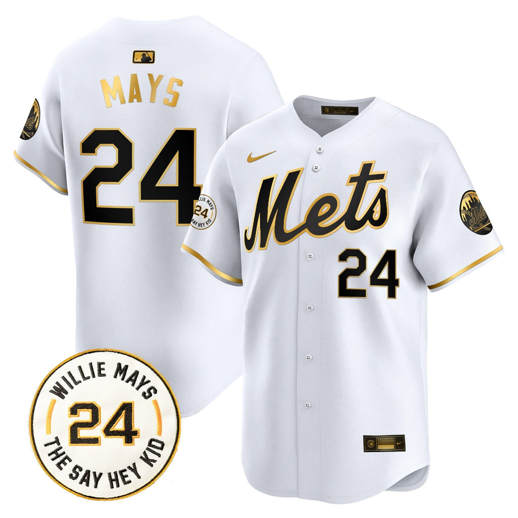 Mets Willie Mays Patch Vapor Premier Limited Jersey - Stitched
