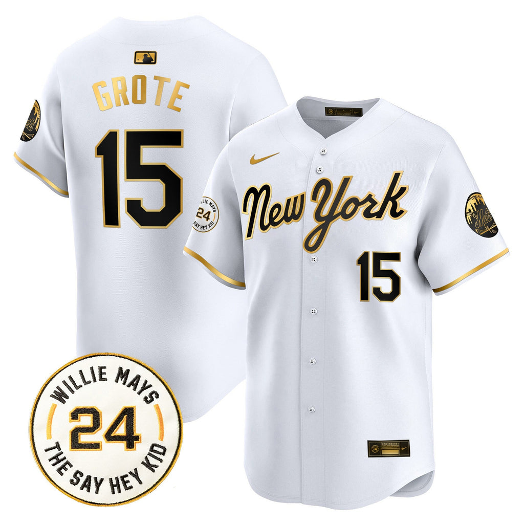 Mets Willie Mays Patch Vapor Premier Limited Jersey - Stitched