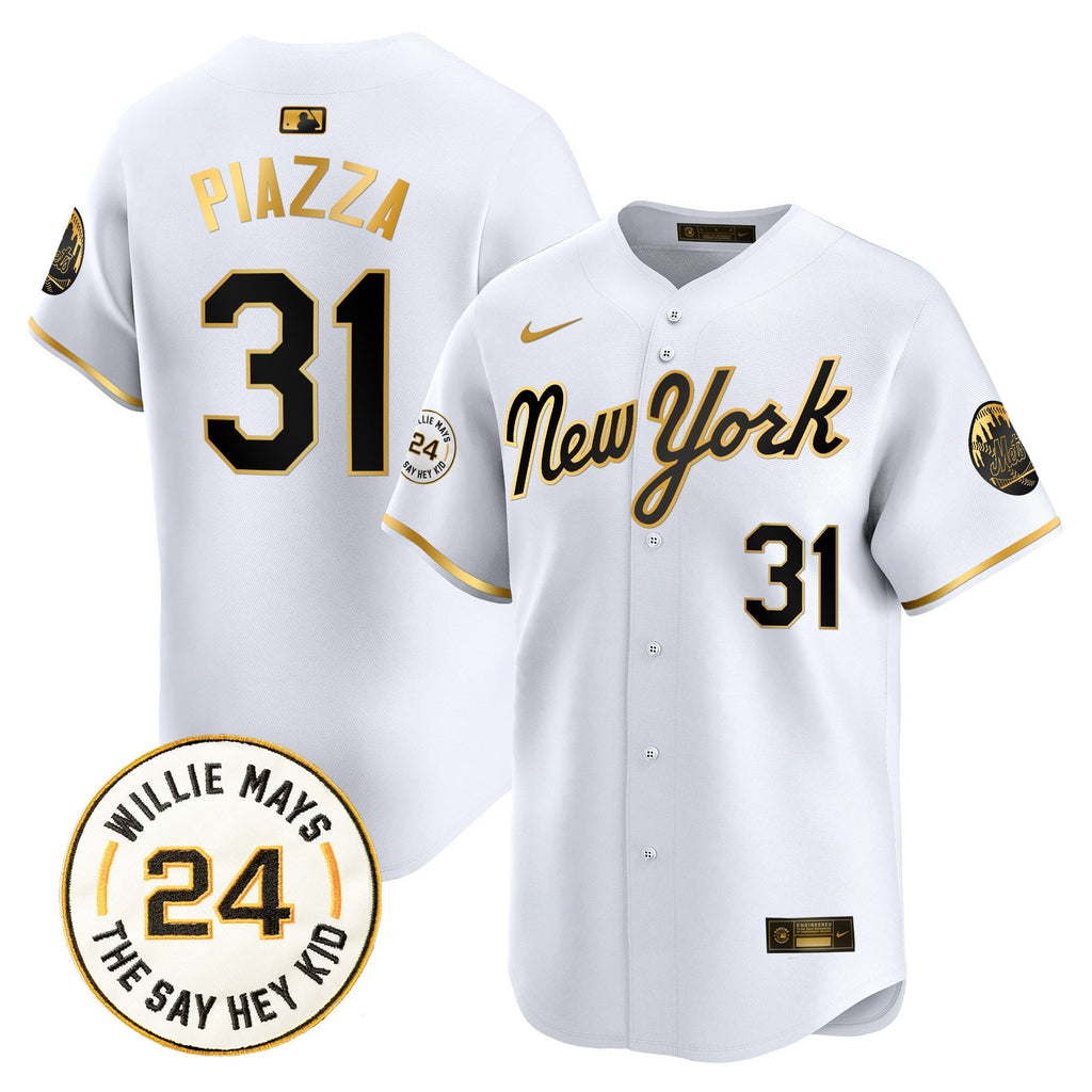 Mets Willie Mays Patch Vapor Premier Limited Jersey - Stitched