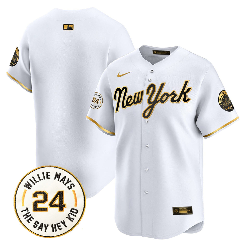 Mets Willie Mays Patch Vapor Premier Limited Jersey - Stitched