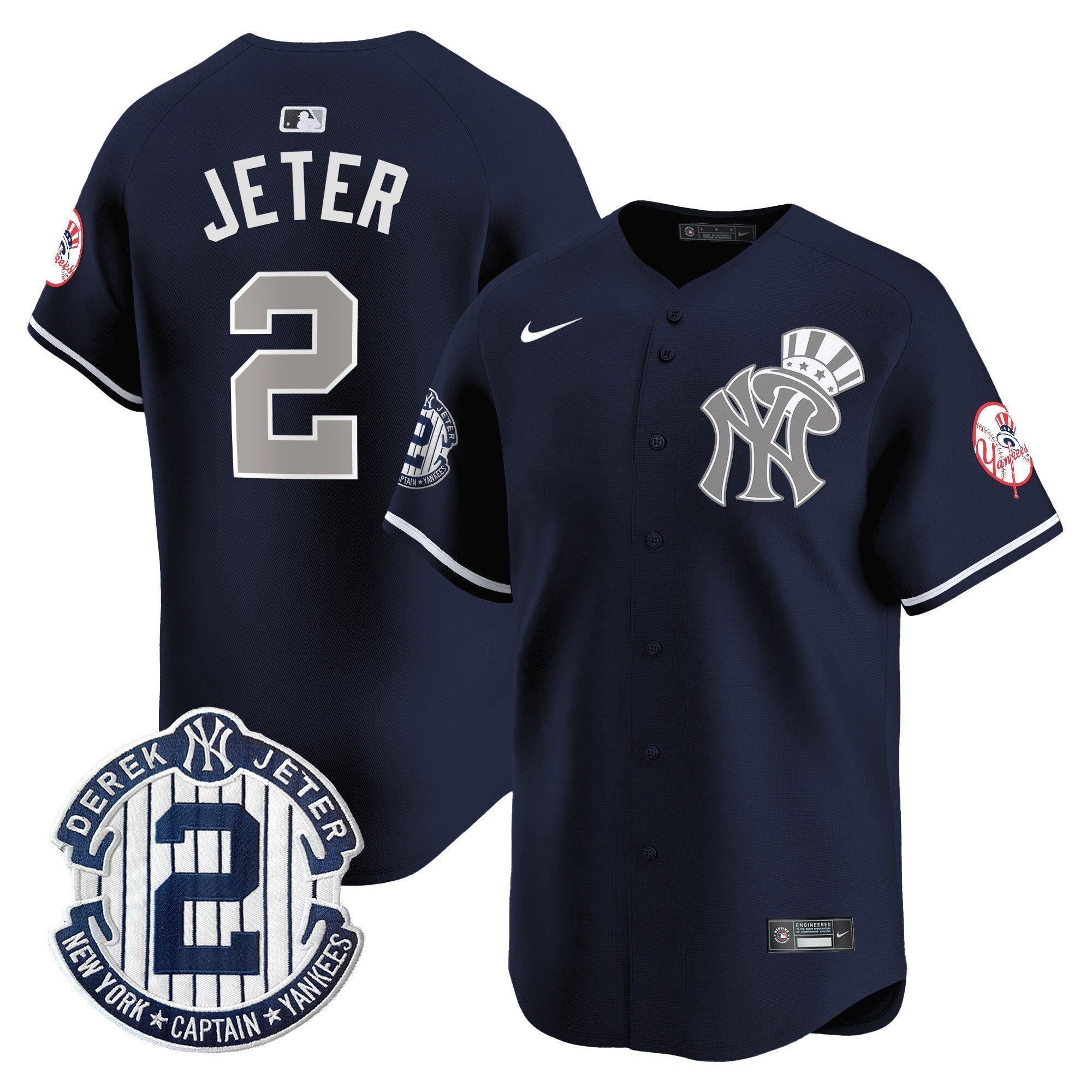 NYY Derek Jeter Patch Vapor Premier Limited Jersey V2 - Stitched