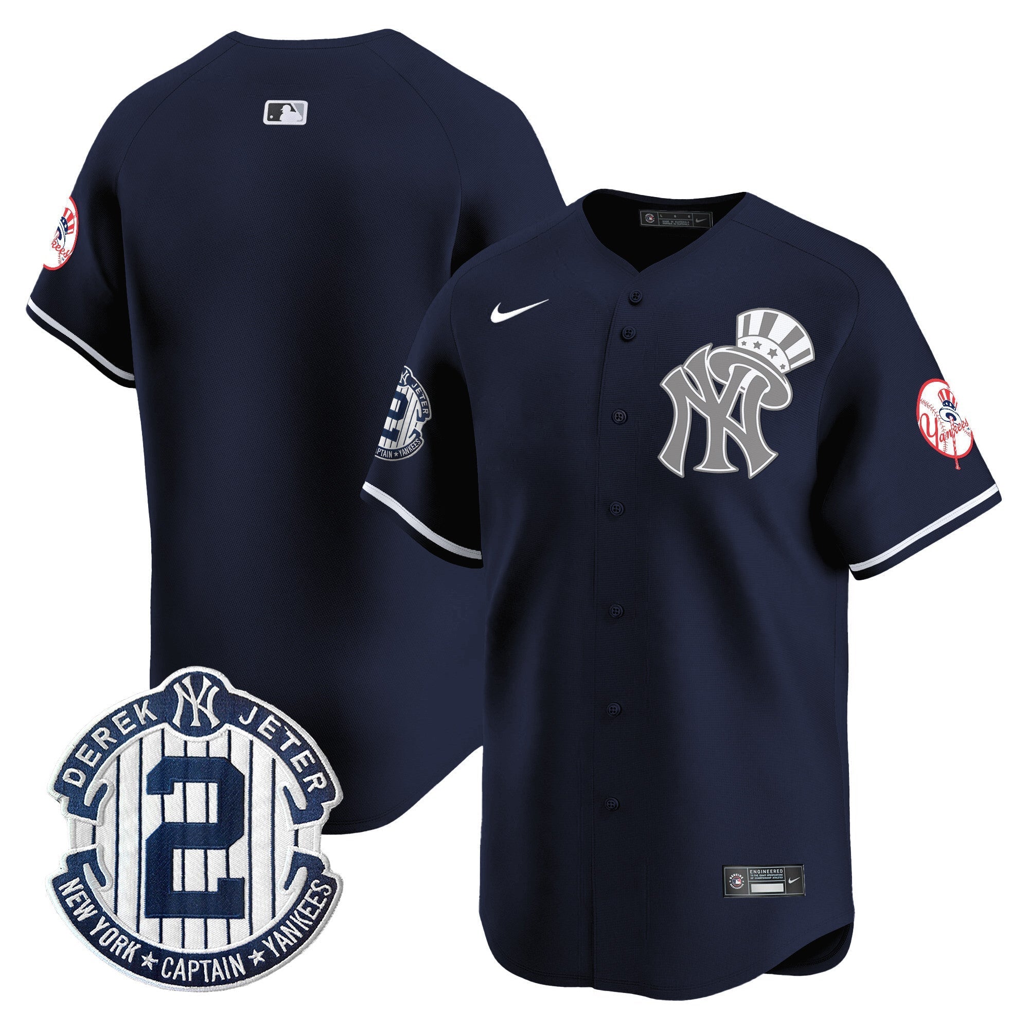 NYY Derek Jeter Patch Vapor Premier Limited Jersey V2 - Stitched