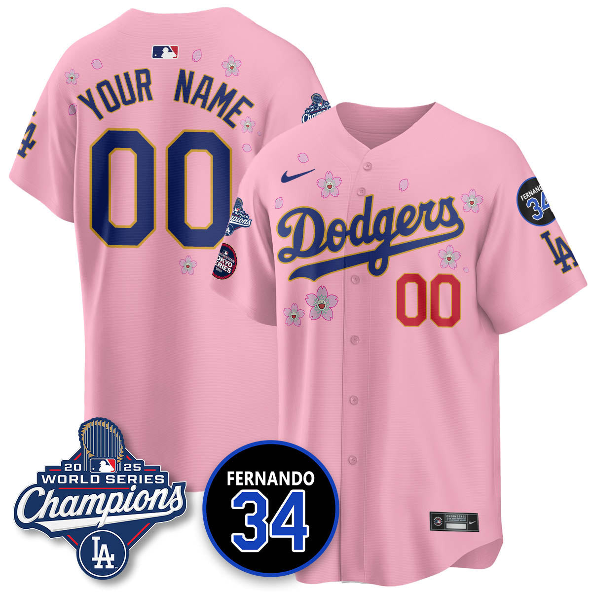 Los Angeles Dodgers Tokyo 2025 World Series Champions Custom Jersey - All Stitched
